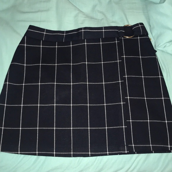 Navy Blue Striped Mini Skirt - Picture 1 of 2
